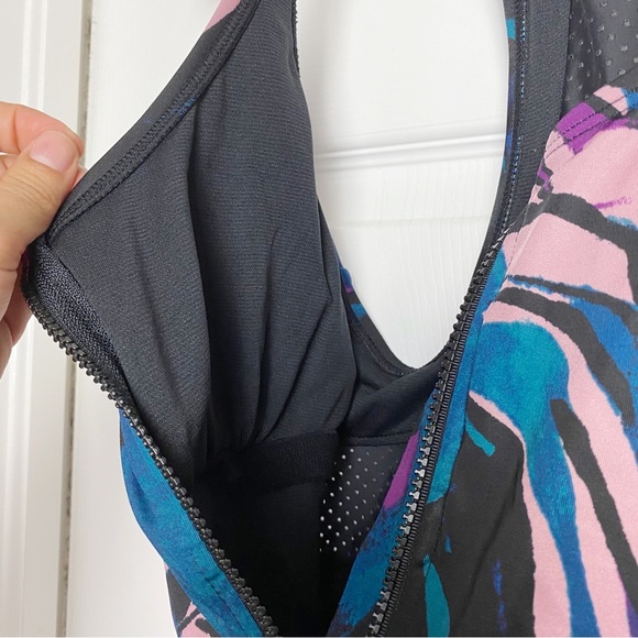 All in Motion Front-Zip Racerback One Piece Swimsuit - Picture 4 of 8